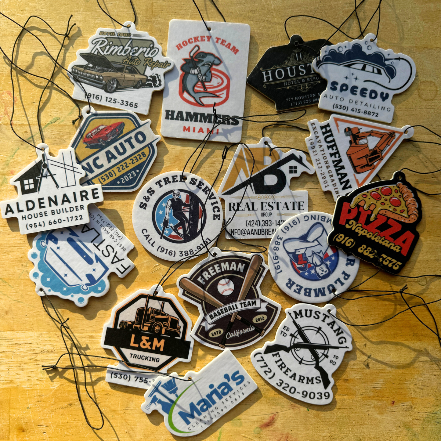 Bulk Custom Car Air Fresheners For Auto Repair Shops, Custom Freshies For Auto Repair Businesses